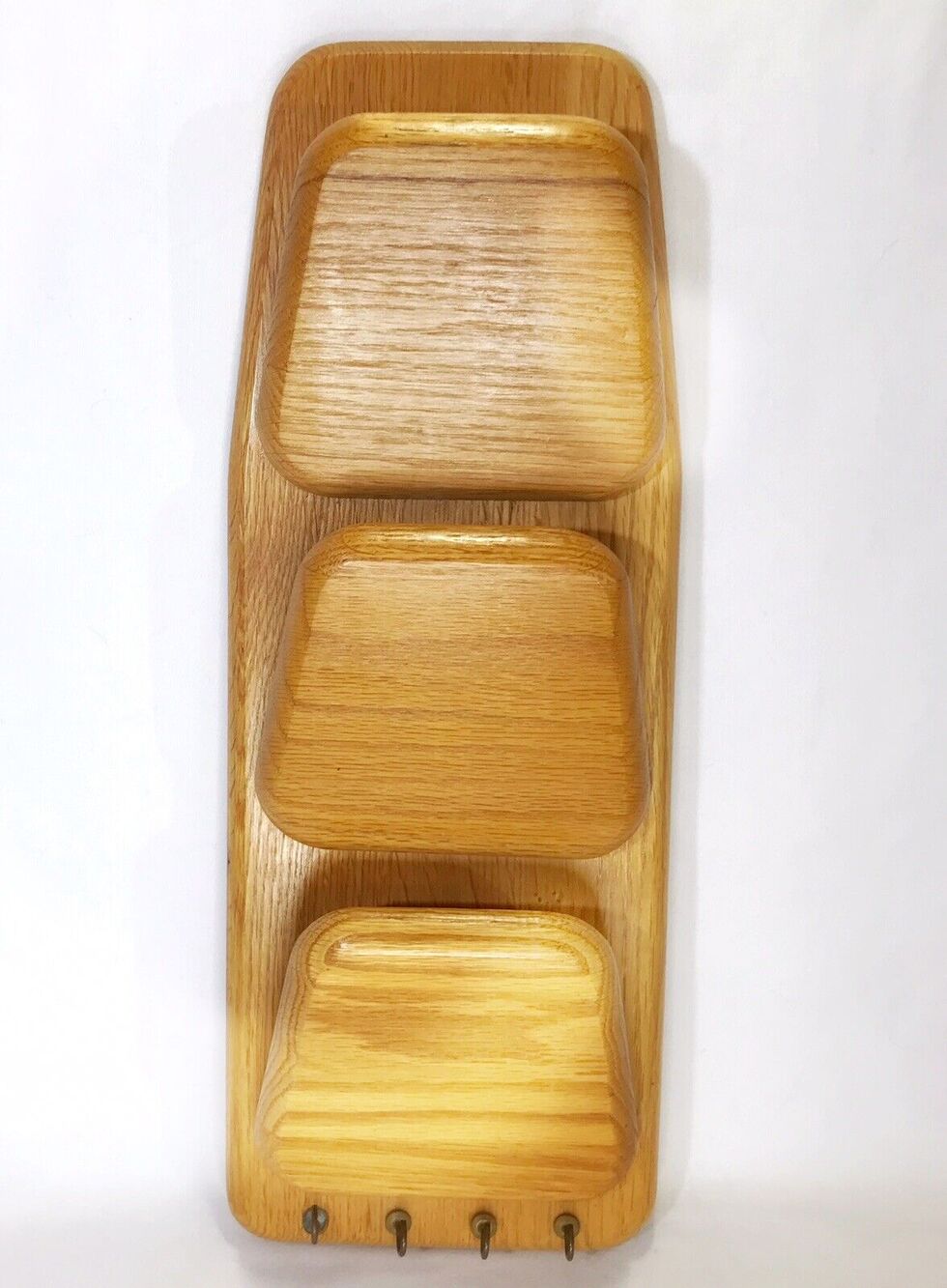 Vintage Cornwall 16” Solid Wood 3 Slot Mail Key Organizer USA EUC